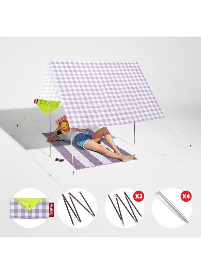 Fatboy Miasun Beach Tent |3 m² of shade | Fits 2 adults and 2 kids | cotton fabric with aluminum poles and ground pegs | Lightweight and compact | 330x190x140 cm - Vichy - Image 5